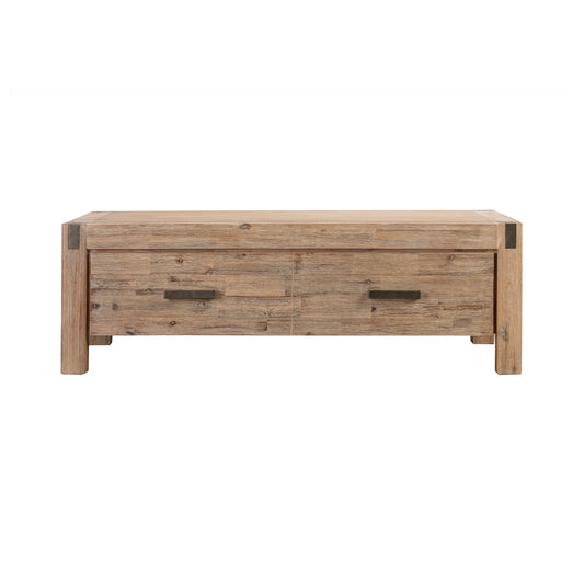 Java Solid and Veneered Acacia Coffee Table with Drawer Support