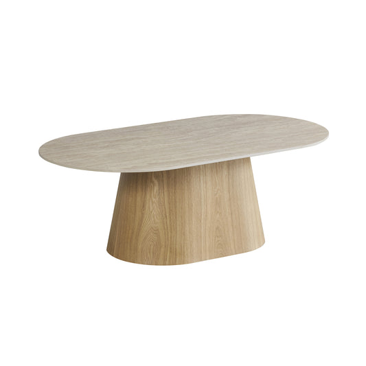 Astoria Coffee Table with Sintered Stone Top & Oak Veneer Pedestal Base
