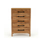 Toffee Timber Look Tallboy with 5 Drawers