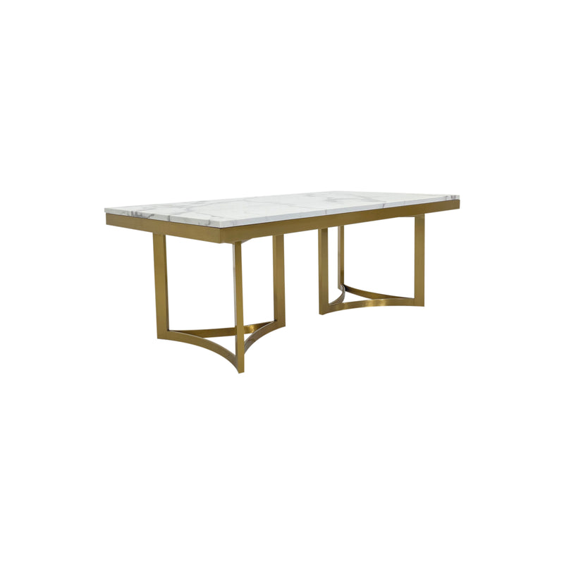 Fancy Coffee Table Stainless Gold Frame & Top Marble in White Colour