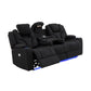 Arnold 3R+1R+1R Premium Rhino Fabric Electric Recliner Sofa with LED Features in Black