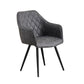 Cove 2x Dining Chairs – Grey Fabric, Grid Pattern, Powder-Coated Frame