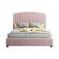 Camelia Pink Velvet Upholstery High Quality Slats Metal Structure Bed Frame in Multiple Sizes