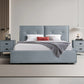 Estella Queen 4pc Bedroom Suite with Linear Division and Button Studding Headboard Premium Fabric Upholstery