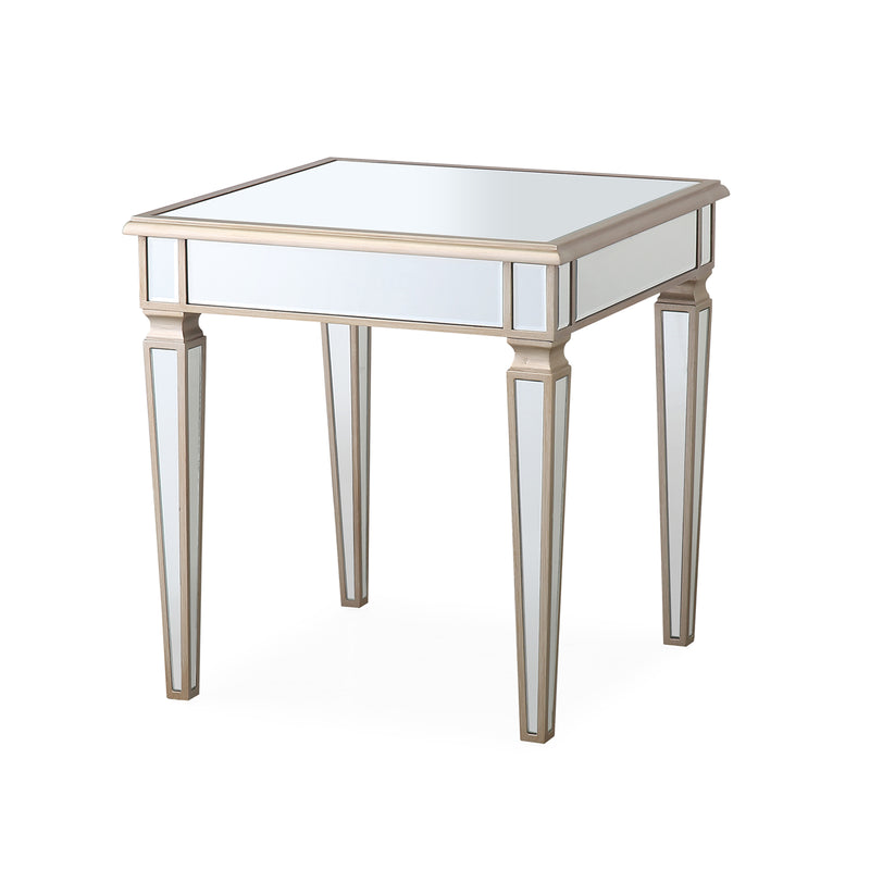 Antique Gold Mirrored Lamp Table MDF Construction with Wooden Legs