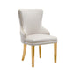Lyon Set of 2 Beige Velvet Dining Chairs – Button Studded Ring Back Design