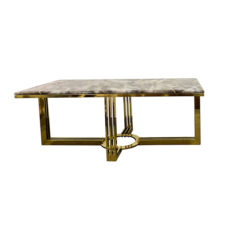 Daisy Coffee Table Marble Mosaic Style Top Sturdy Feet Stainless Gold