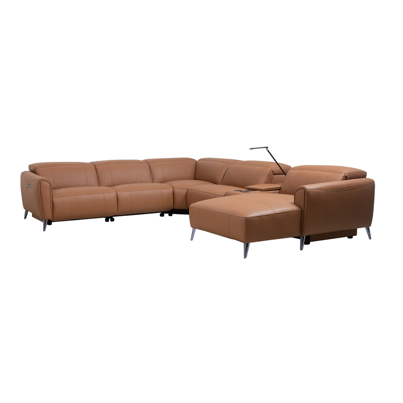 London 5 Seater Corner Sofa Chaise Premium Genuine Leather Power Slide Left/Right Chaise Cup-Holder Charging Point