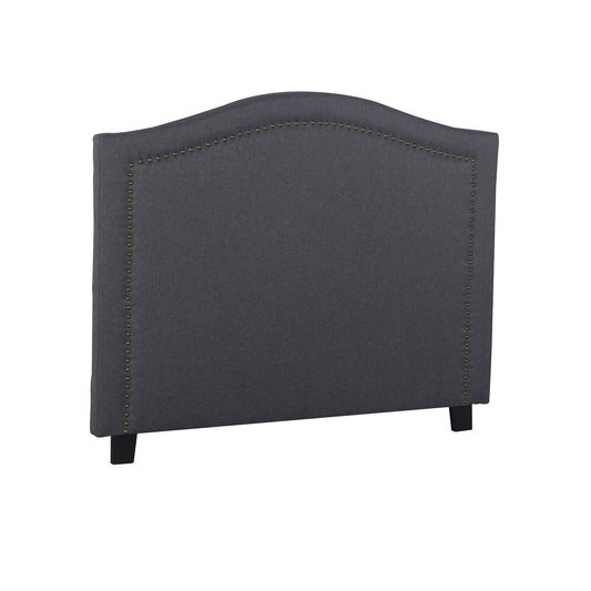 Carla Queen Charcoal Headboard with Curved Shape & Metal Studs