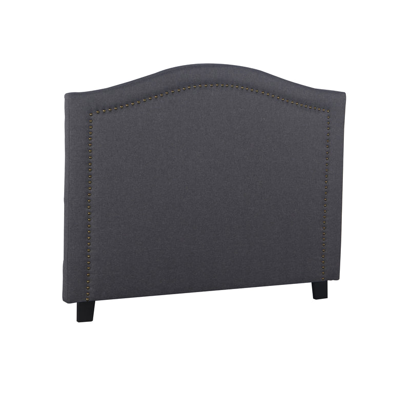 Carla Queen Charcoal Headboard with Curved Shape & Metal Studs