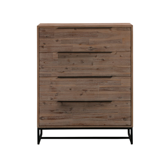 Hannah 4 Drawers Tallboy in Light Oak Colour in Solid Timber Veneered MDF