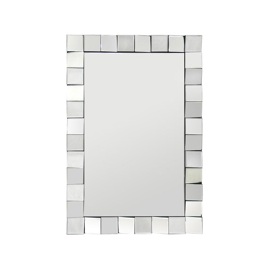 Decorative Rectangular Wall Mirror in Silver MDF with Clear Image and Versatile Hanging Options