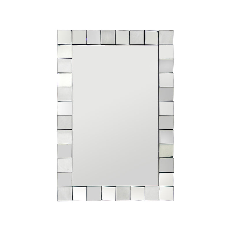 Decorative Rectangular Wall Mirror in Silver MDF with Clear Image and Versatile Hanging Options