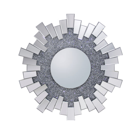 Sparkling Wall Mirror with Premium Quality MDF and Glass in Smokey Grey and Silver