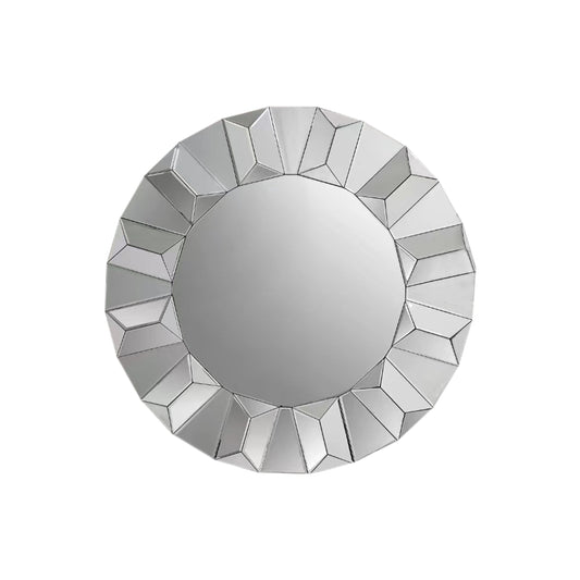 Modern Geometric Round Wall Mirror with Elegant Frame on MDF Construction