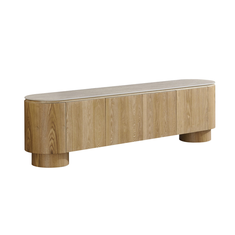Astoria TV Cabinet with Sintered Stone Top & Oak Veneer Finish