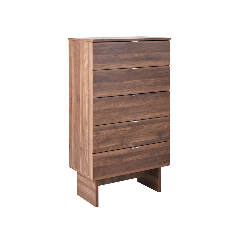 Myles MDF Board Tallboy with Melamine Finishing 5 Drawers Slim Metal Handles