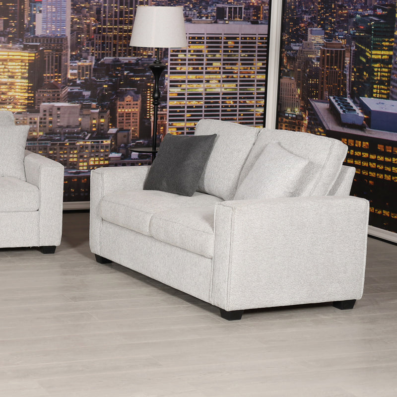 Milano 2 Seater Grey Sofa Set Polyester Fabric Multilayer Two Pillows Attached Individual Pocket Spring