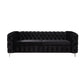 Jacques 3+2+1 Seater Sofa Button Tufted Velvet Fabric with Metal Legs in Black/Grey