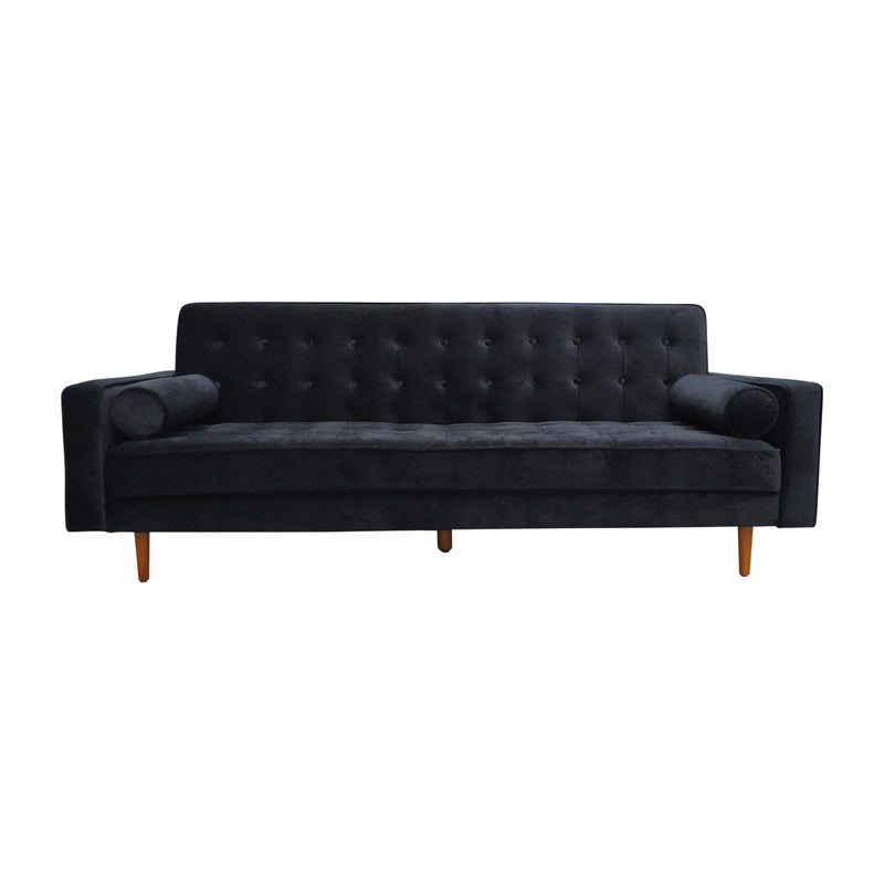 Marcella Velvet Fabric Modern 3 Seater Sofa Bed in Green & Black Colour