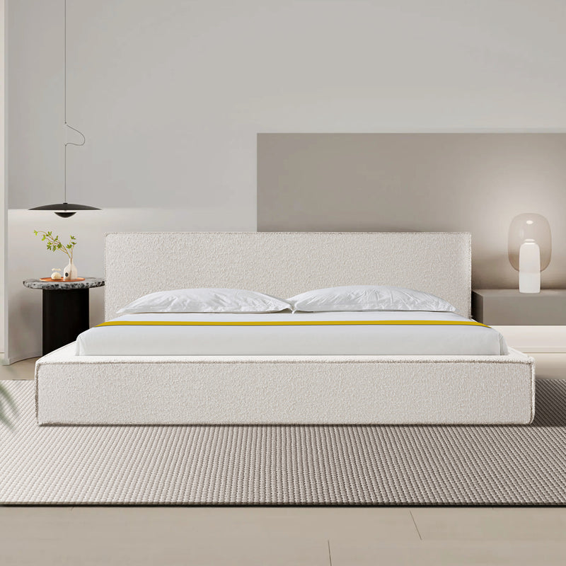 Ralph Bed Frame Fabric Upholstery Medium High Headboard in Serene White Colour