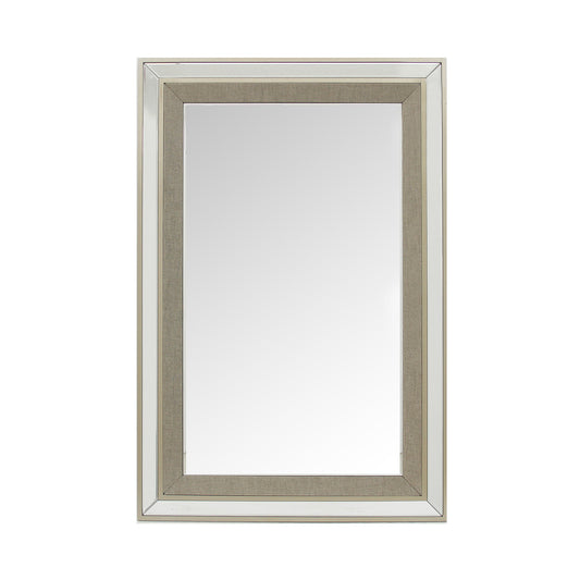 Decorative Silver Wall Mirror MDF Construction, Matching Fabric, Rectangular Shape