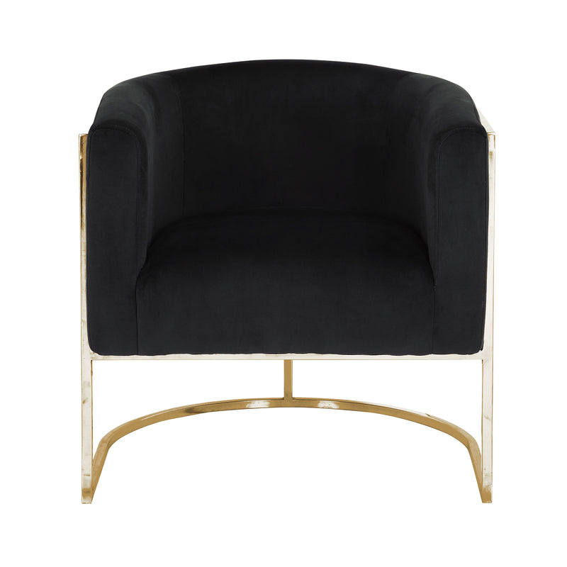 Vintage Arm Chair Black Velvet Stainless Steel Frame Leg Golden Colour