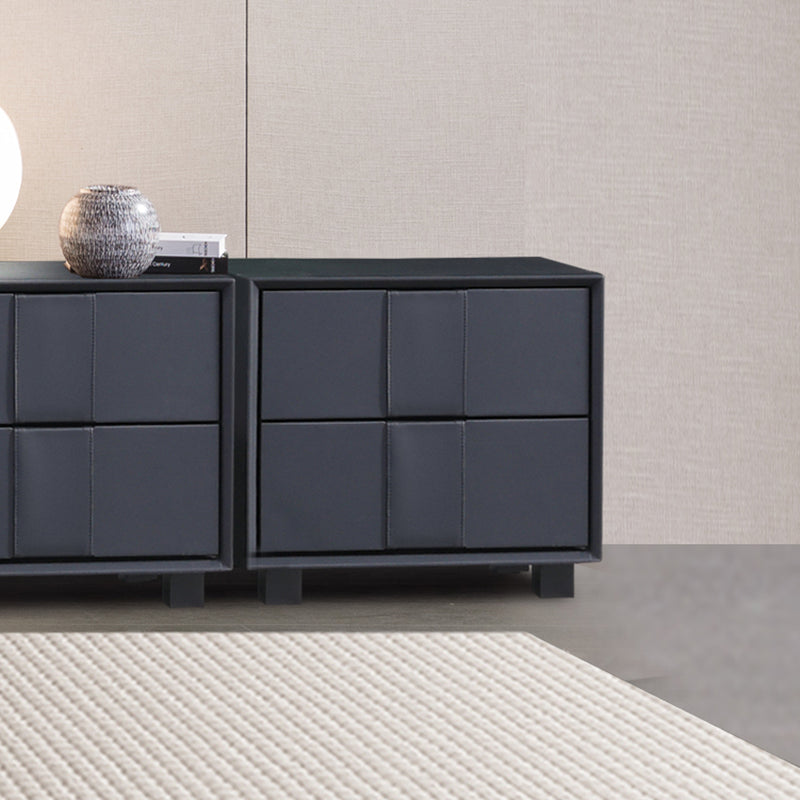 Prado Bedside Table – Leather Upholstery Finish 2 Drawers Wooden Legs