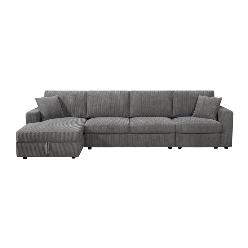 Iris 5-Piece Modular Corduroy Sofa with Storage Chaise
