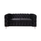 Jacques 3+2+1 Seater Sofa Button Tufted Velvet Fabric with Metal Legs in Black/Grey