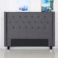 Milano Solid Wood Charcoal Queen Linen Fabric Upholstery Studded Buttons Tuffted Headboard with Wings