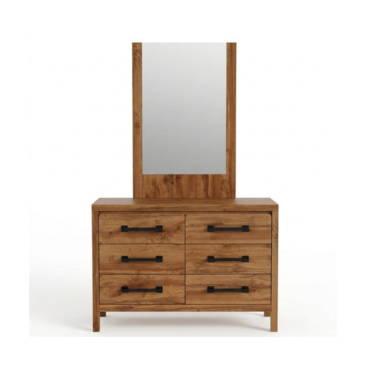 Toffee Timber Look Dresser with Mirror