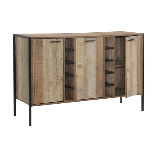 Mascot Wine Cabinet With 3 Storage & Open Selves Bar Cabinet Made Of Particle Board In Oak Colour