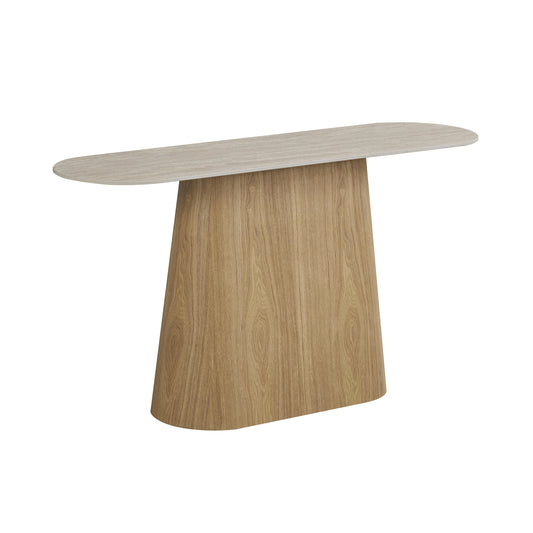 Astoria Hall Table with Sintered Stone Top & Oak Veneer Pedestal Base