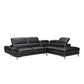 Vienna 5-Seater Black/Grey Leatherette Corner Sofa with Chaise