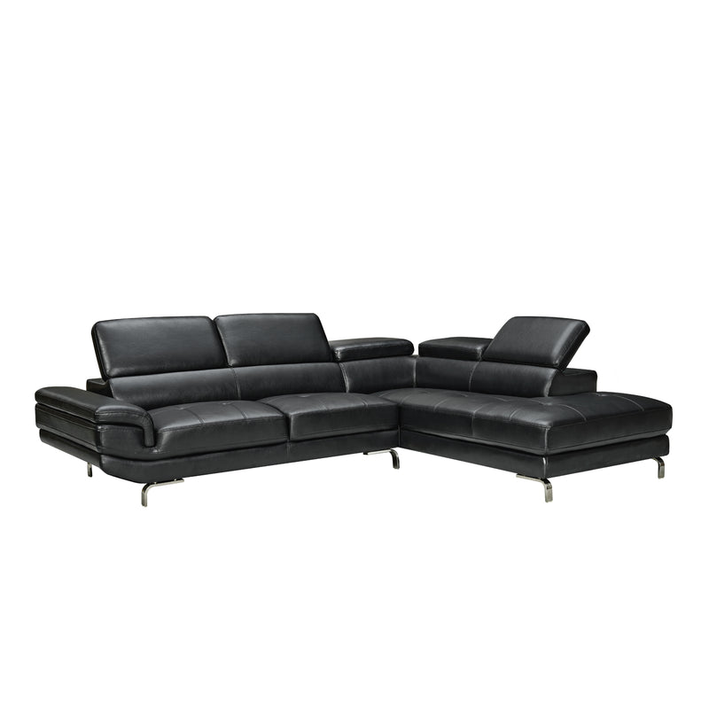 Vienna 5-Seater Black/Grey Leatherette Corner Sofa with Chaise