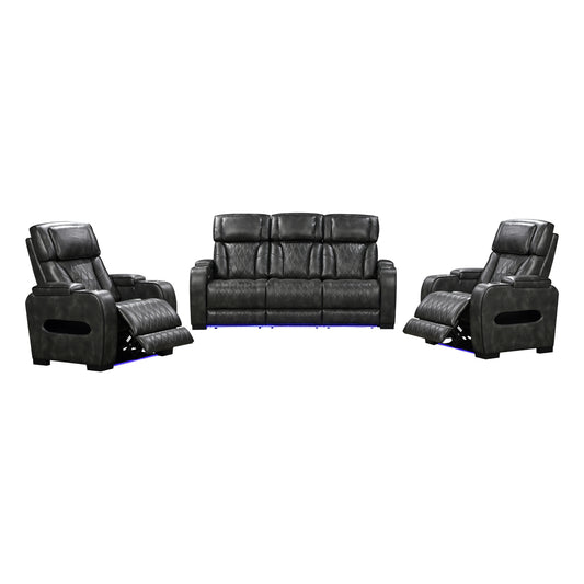 Empire 3R+1R+1R Leatherette Electric Recliner Sofa Set LED Lighting