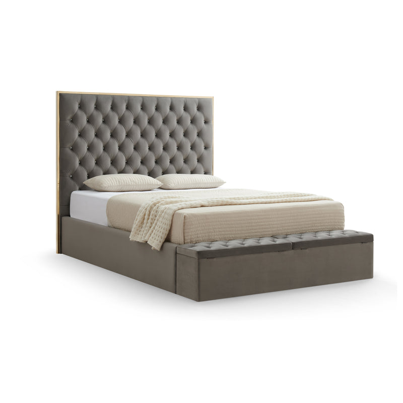 Helena Multiple Sizes Bed Frame Fabric Upholstery Tufted Headboard Slats Storage