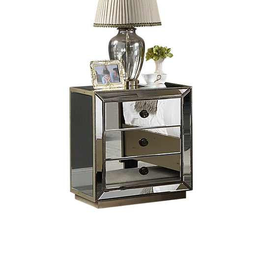 Germany Bedside Table MDF Silver Colour Mirrored Work 3 Drawers