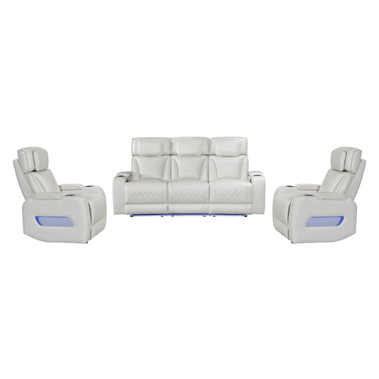 Drake 3+1+1 Seater Power Recliner Sofa Set with LED Light Wireless Charging & Storage Charging in Multiple Color