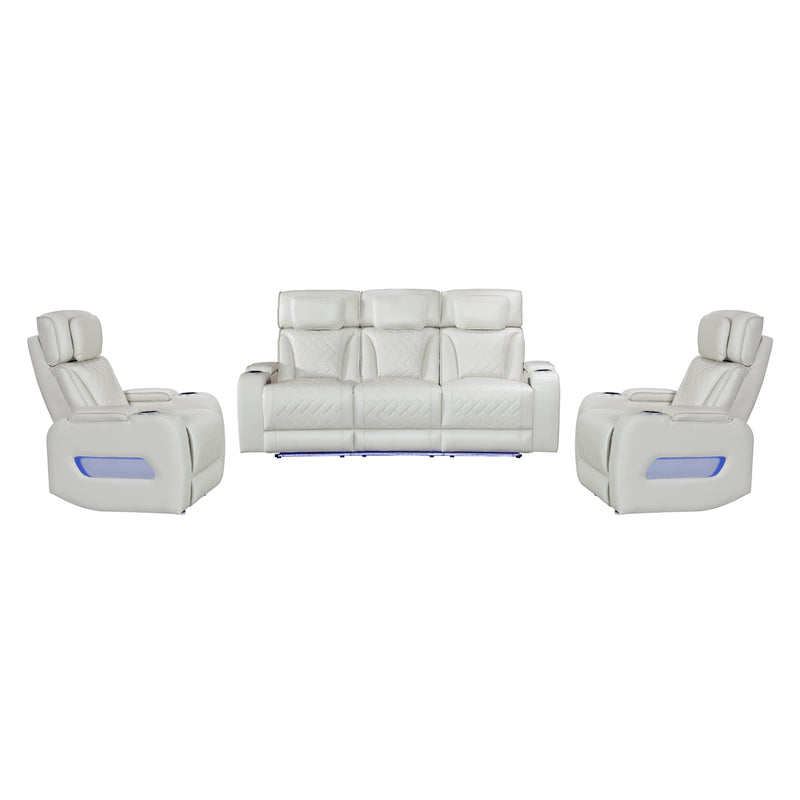 Drake 3+1+1 Seater Power Recliner Sofa Set with LED Light Wireless Charging & Storage Charging in Multiple Color