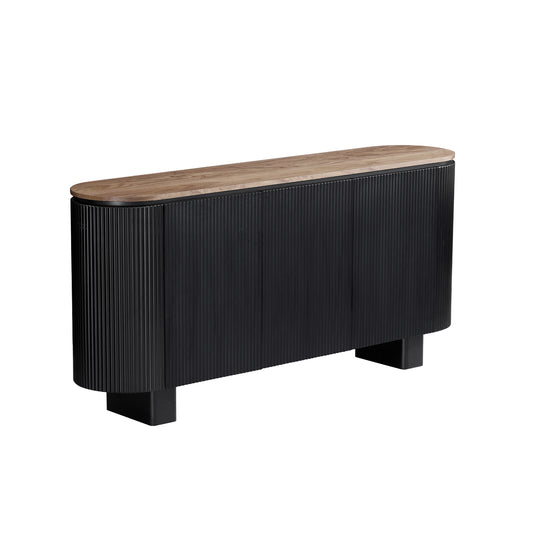 Nova Buffet with Walnut Veneer Top & Black Fluted Finish