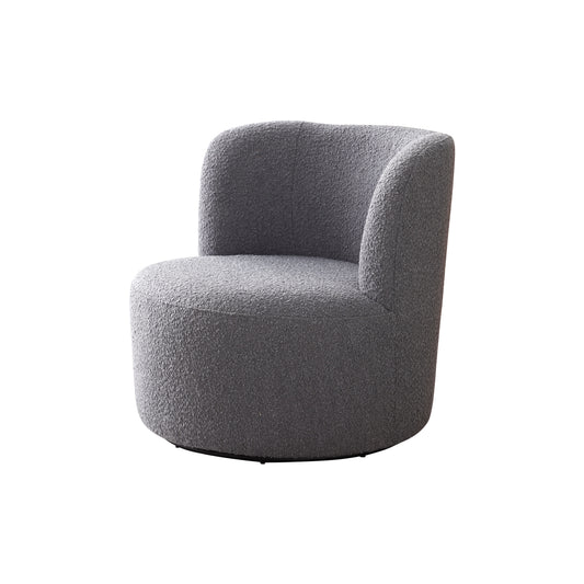 Como Arm Chair Fabric Upholstery Dark Grey Wooden Structure High Density Foam Rotating Metal Chassis