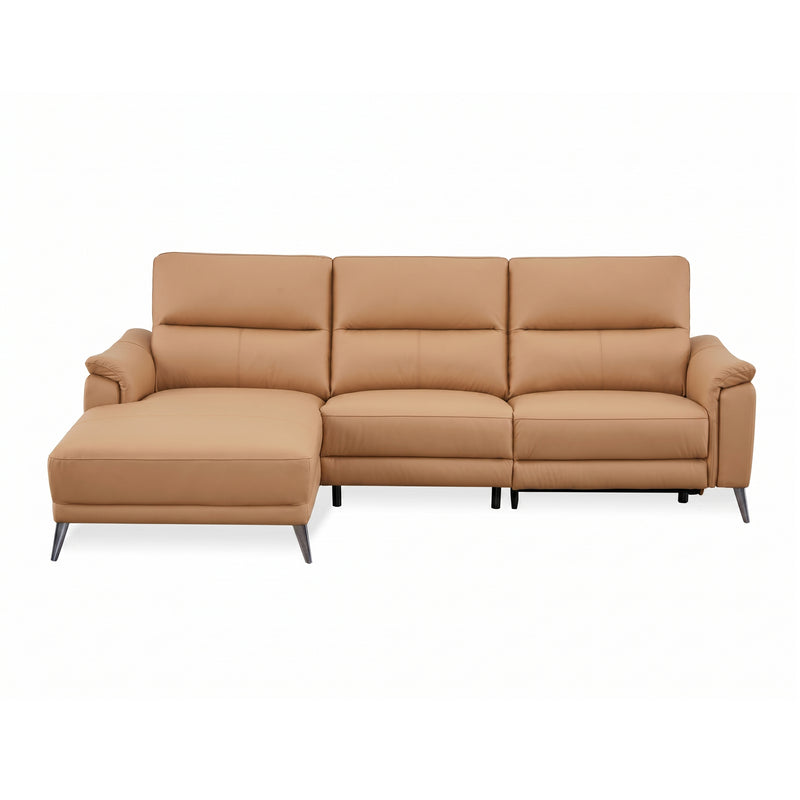 William Top Grain Leather Electric Recliner Chaise Sofa with Storage