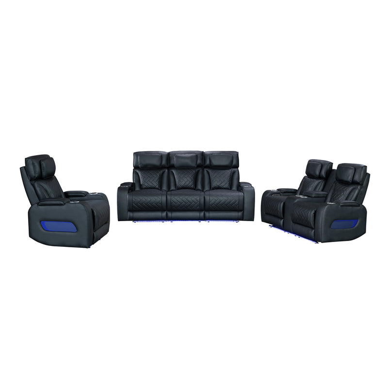 Drake 3+2+1 Seater Power Recliner Sofa Set with LED Light Wireless Charging & Storage Charging in Multiple Color