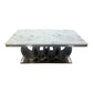 Paradise Dining Table White Faux Marble Top Aesthetic Metal Base Silver Colour