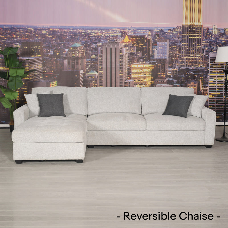 Milano Corner Sofa Chaise Reversible Polyester Fabric Multilayer Two Pillows Attached Individual Pocket Spring