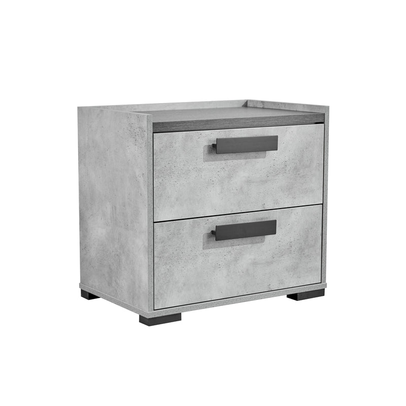 Copper Bedside Table MDF Particle Board Two Drawers Metal Handles Plastic Legs