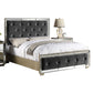 Germany Bedframe Velvet Upholstery Tufted Headboard Mirrored Work Deep Quilting in Beige Colour