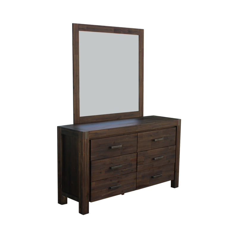 Nowra 6 Drawers Dressing Chest In Solid Acacia Timber with Mirror